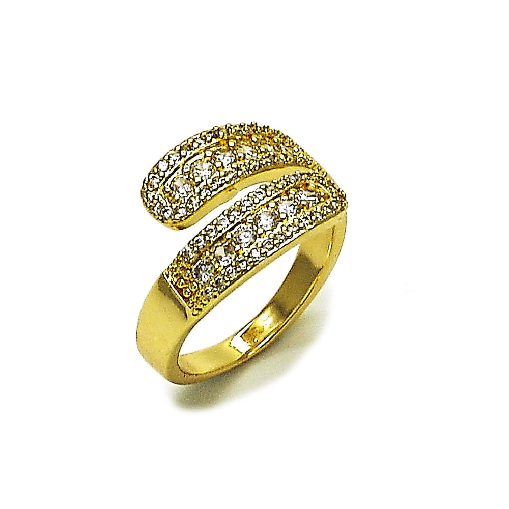 Oro Laminado Multi Stone Ring, Gold Filled Style Cluster and Teardrop Design, with White Cubic Zirconia, Polished, Golden Finish