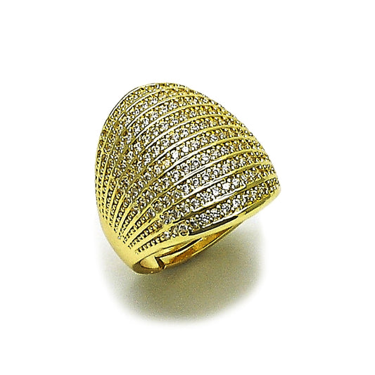 Oro Laminado Multi Stone Ring, Gold Filled Style with White Cubic Zirconia, Polished, Golden Finish