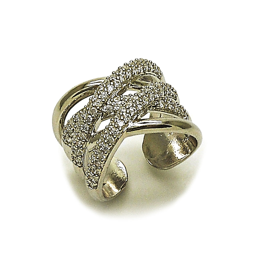 Rhodium Gold Filled Multi Stone Ring, with White Cubic Zirconia, Polished, Rhodium Finish