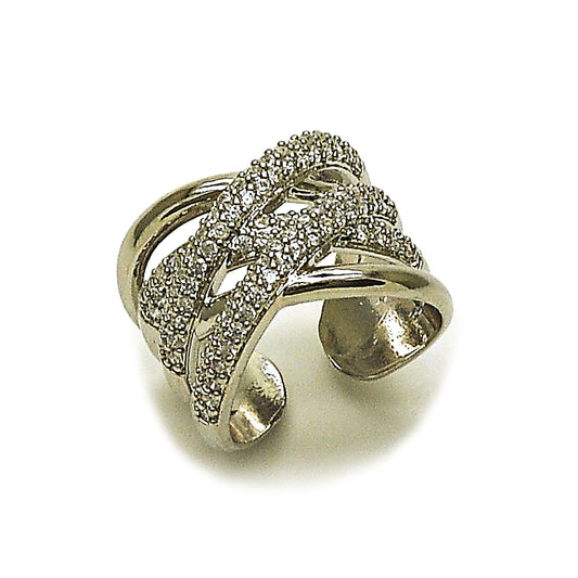 Rhodium Gold Filled Multi Stone Ring, with White Cubic Zirconia, Polished, Rhodium Finish