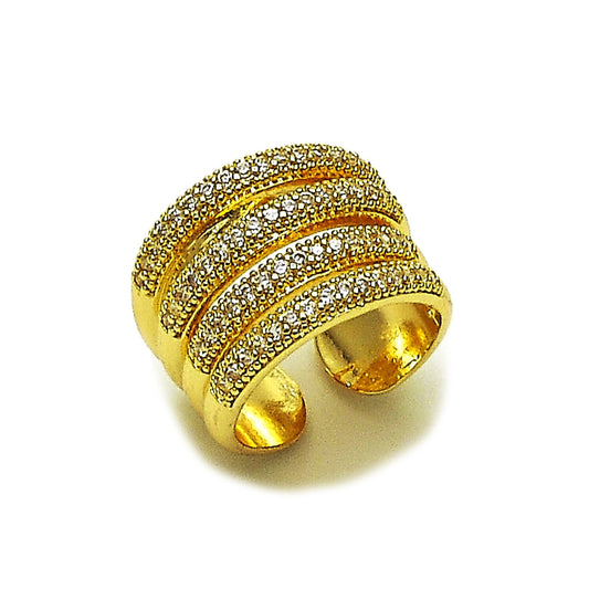 Oro Laminado Multi Stone Ring, Gold Filled Style with White Micro Pave, Polished, Golden Finish
