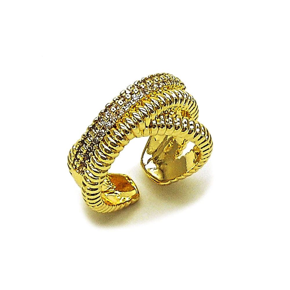 Oro Laminado Multi Stone Ring, Gold Filled Style with White Micro Pave, Polished, Golden Finish
