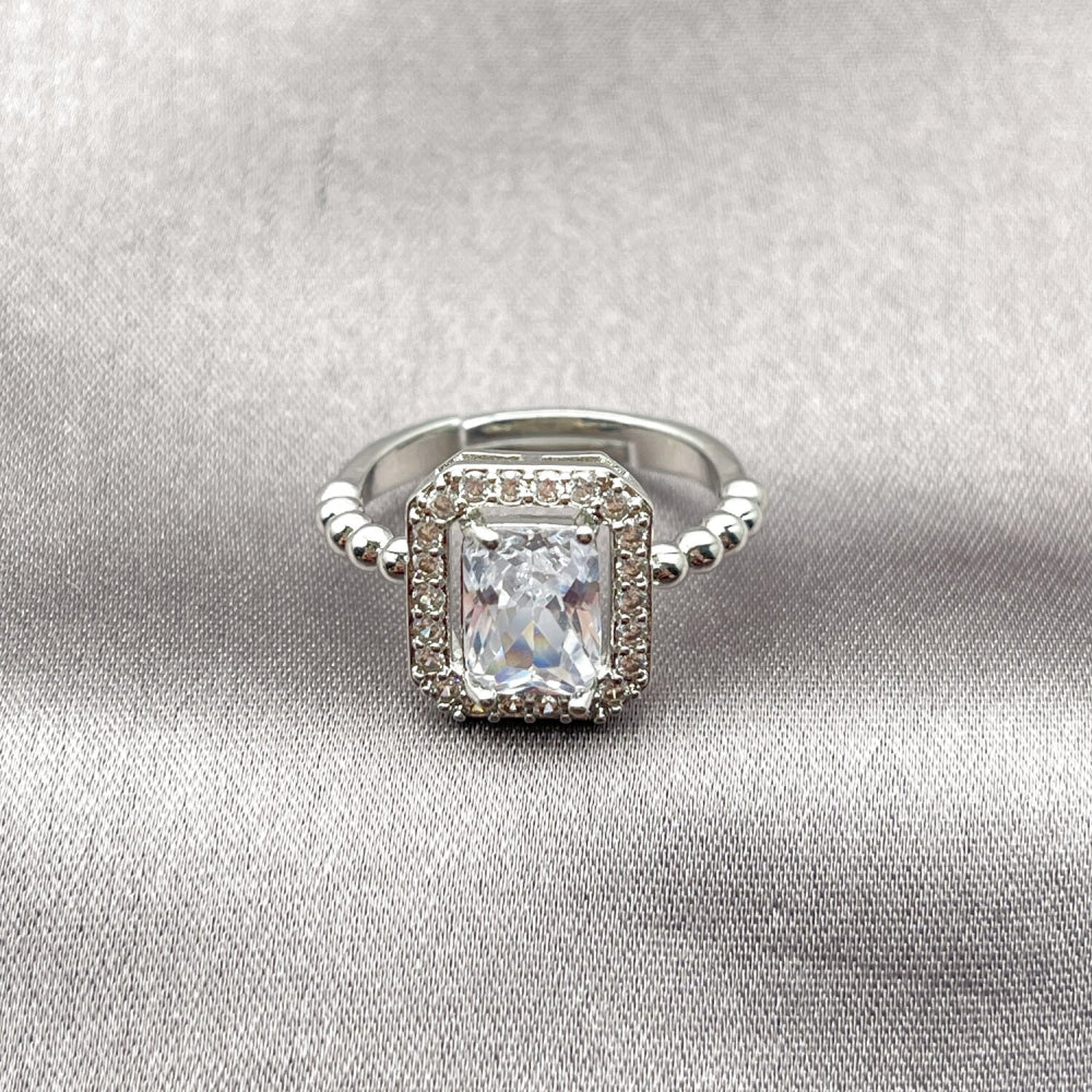 Rhodium Gold Filled Multi Stone Ring, Cluster Design, with White Cubic Zirconia, Polished, Rhodium Finish