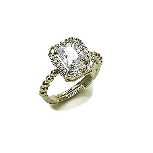 Rhodium Gold Filled Multi Stone Ring, Cluster Design, with White Cubic Zirconia, Polished, Rhodium Finish