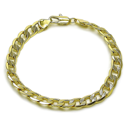 Oro Laminado Basic Bracelet, Gold Filled Style Curb Design, Polished, Golden Finish