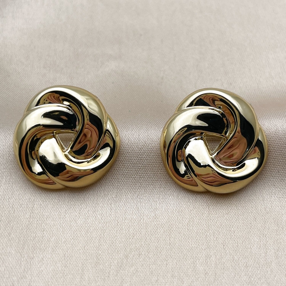 Stainless Steel Stud Earring, Love Knot Design, Polished, Golden Finish