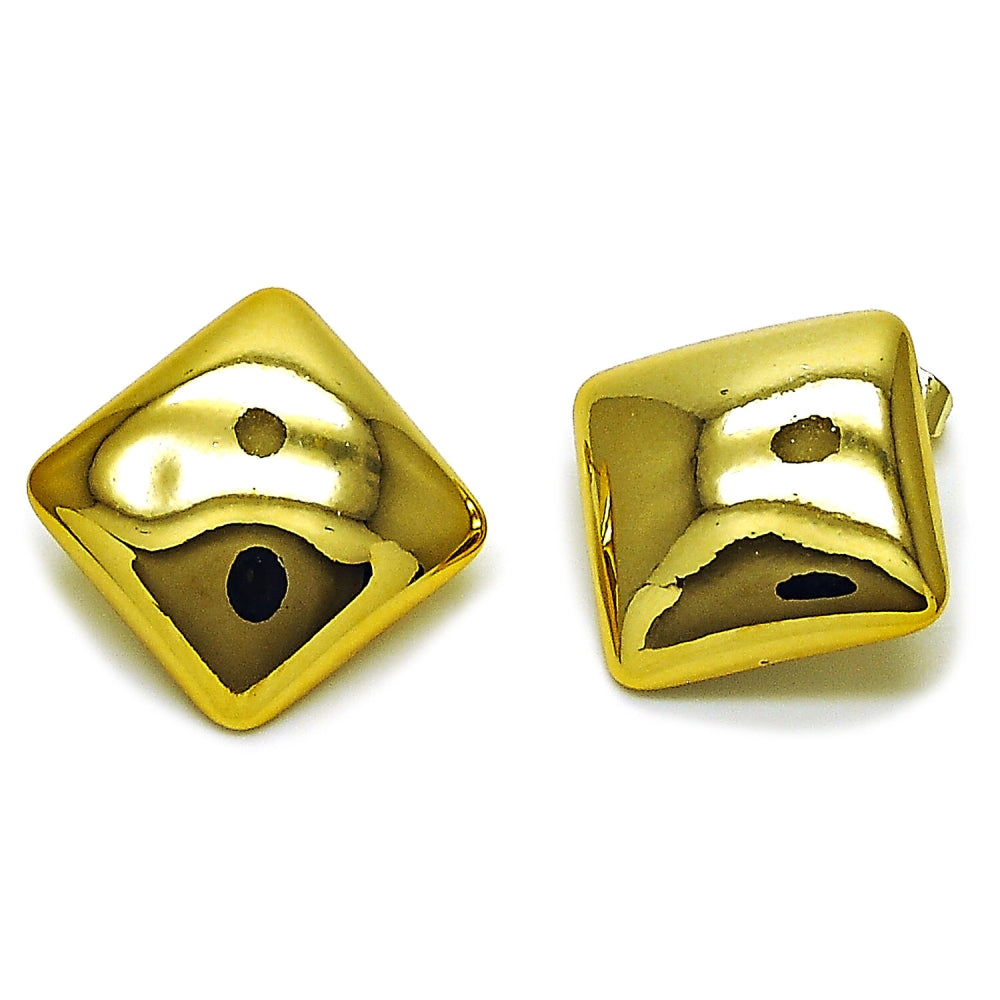 Stainless Steel Stud Earring, Polished, Golden Finish