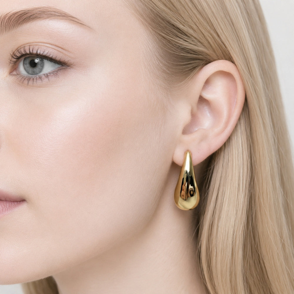 Stainless Steel Stud Earring, Polished, Golden Finish