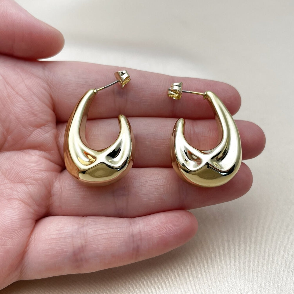 Stainless Steel Stud Earring, Polished, Golden Finish
