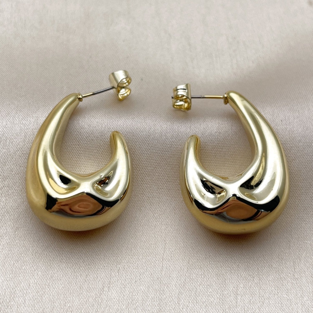 Stainless Steel Stud Earring, Polished, Golden Finish