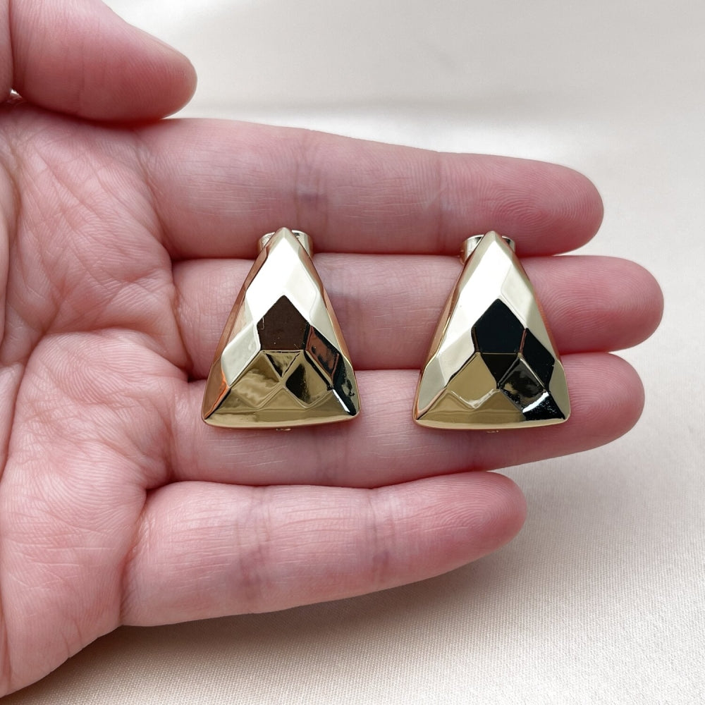 Stainless Steel Stud Earring, Polished, Golden Finish