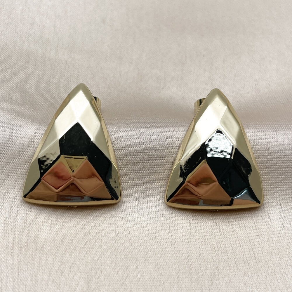 Stainless Steel Stud Earring, Polished, Golden Finish