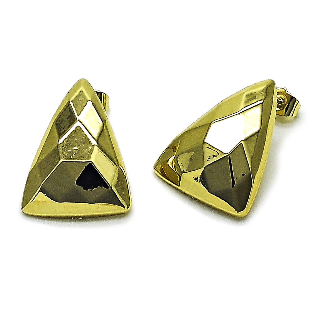 Stainless Steel Stud Earring, Polished, Golden Finish