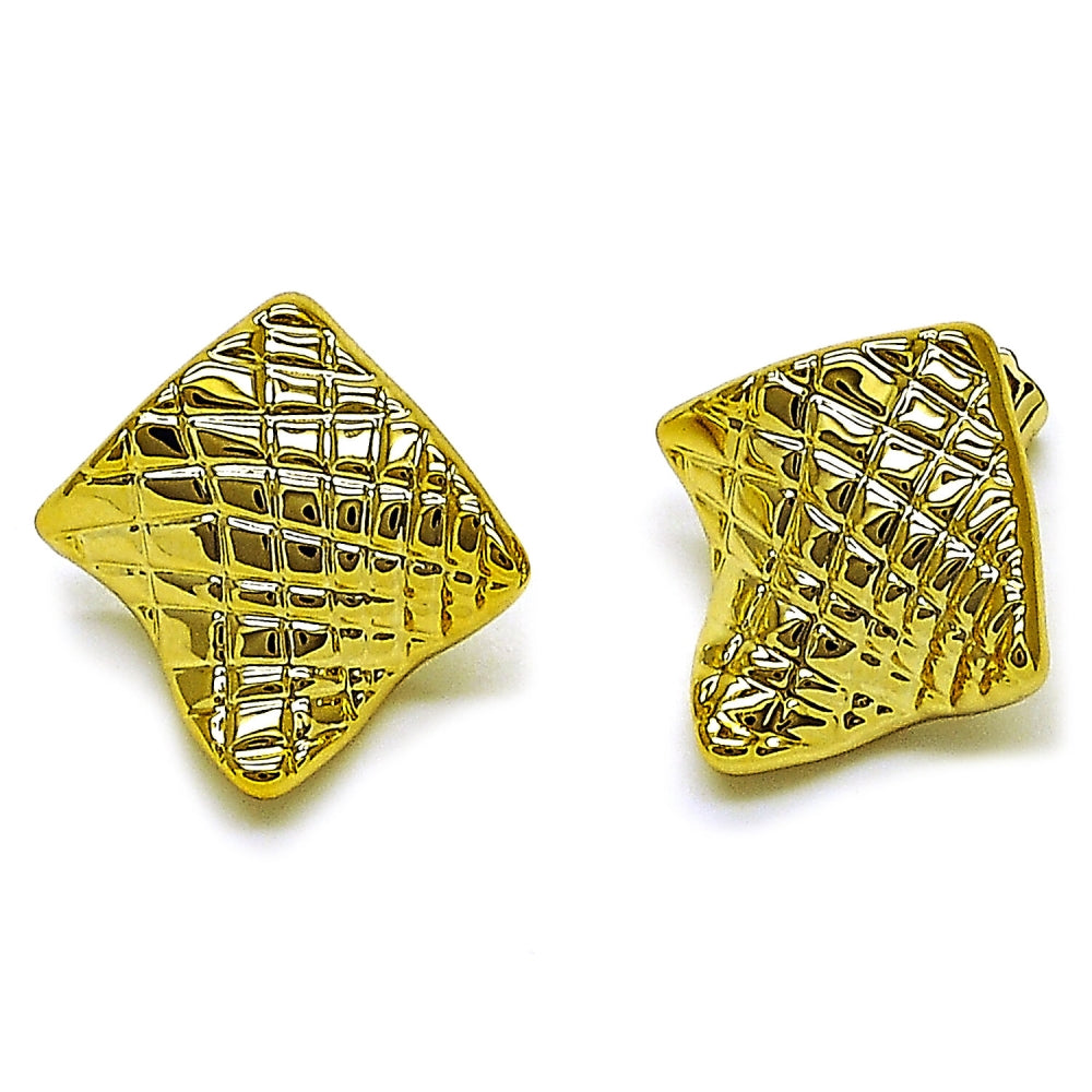 Stainless Steel Stud Earring, Polished, Golden Finish