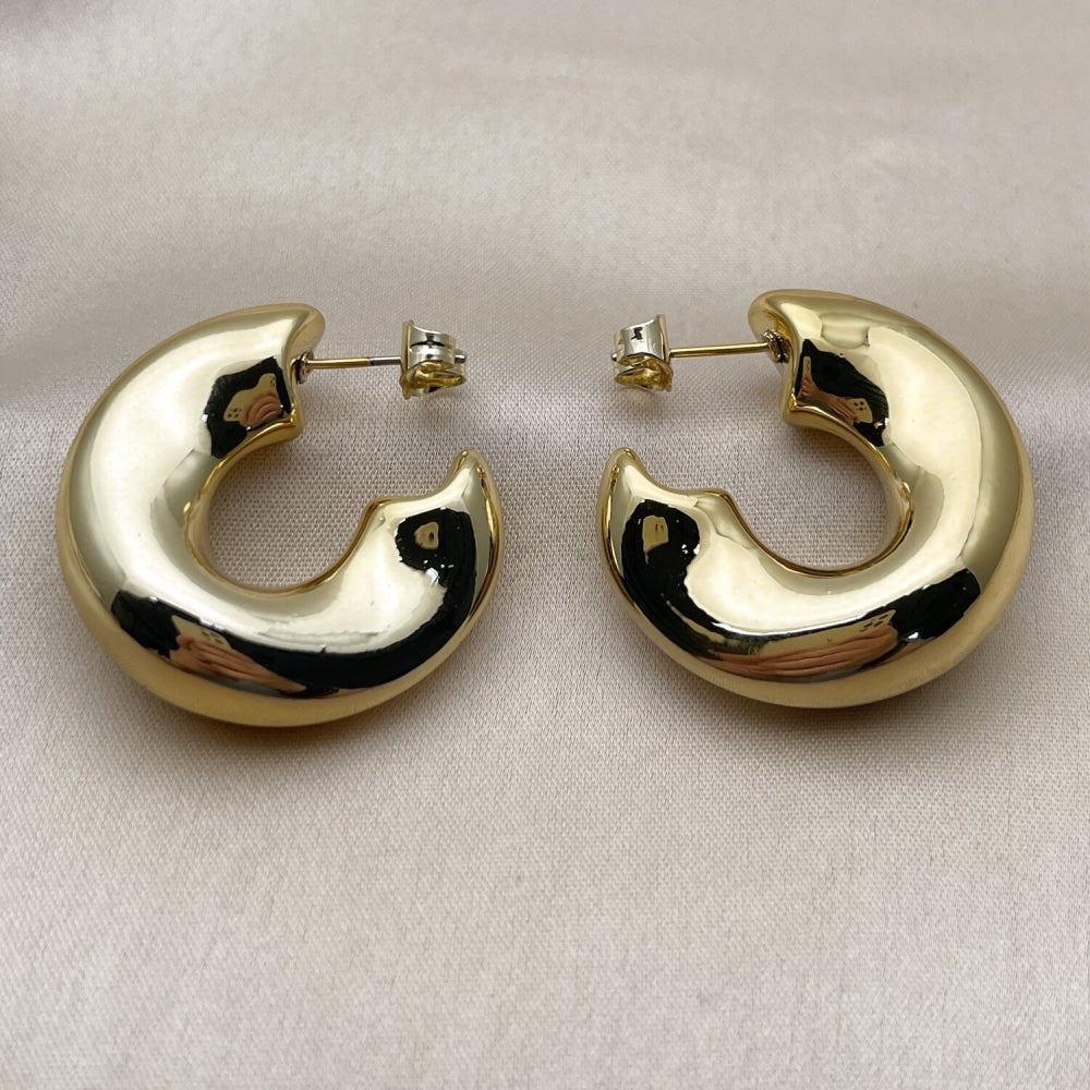 Stainless Steel Medium Hoop, Polished, Golden Finish