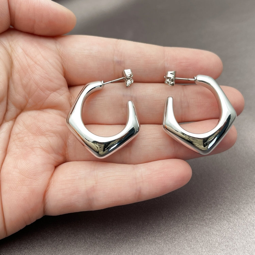 Rhodium Gold Filled Medium Hoop, Polished, Rhodium Finish