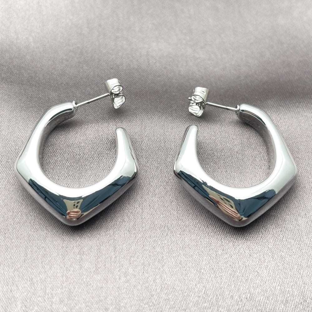 Rhodium Gold Filled Medium Hoop, Polished, Rhodium Finish