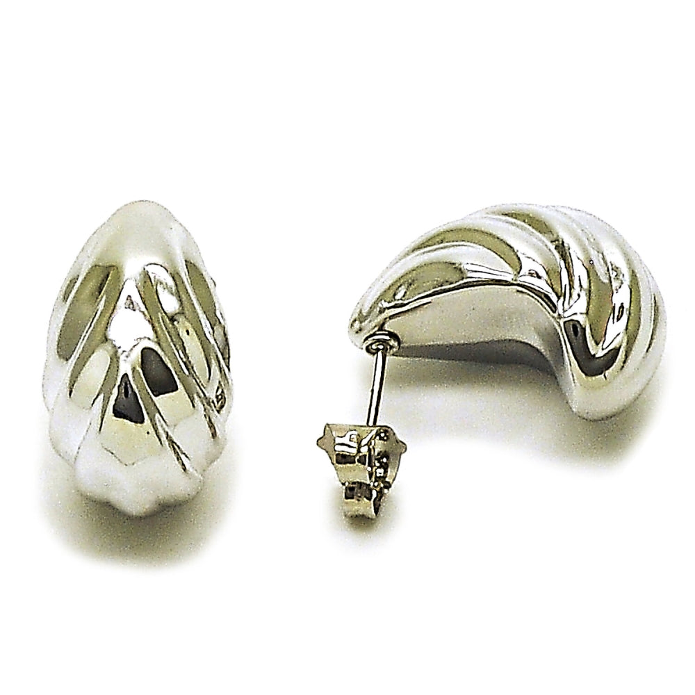 Rhodium Gold Filled Stud Earring, Teardrop Design, Polished, Rhodium Finish