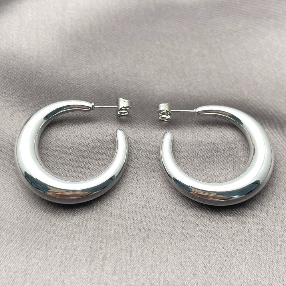 Rhodium Gold Filled Medium Hoop, Polished, Rhodium Finish