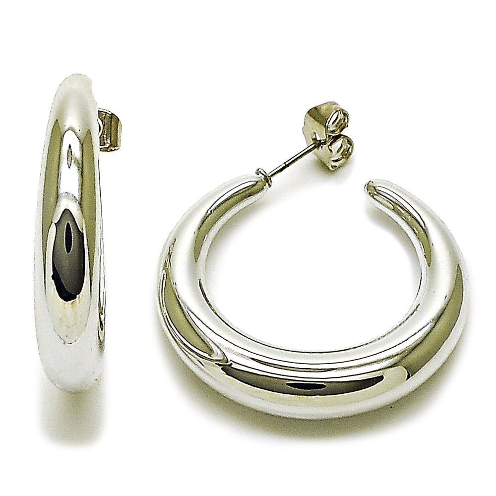 Rhodium Gold Filled Medium Hoop, Polished, Rhodium Finish