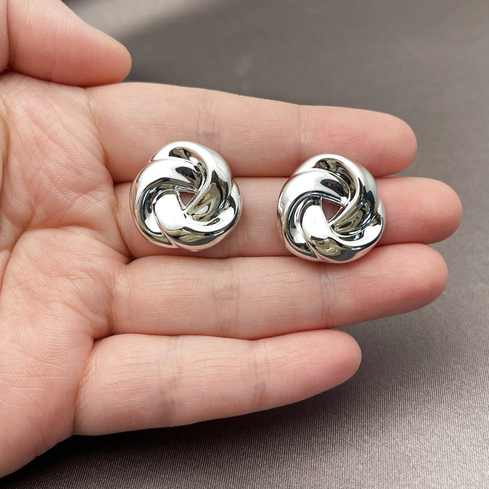 Rhodium Gold Filled Stud Earring, Love Knot Design, Polished, Rhodium Finish