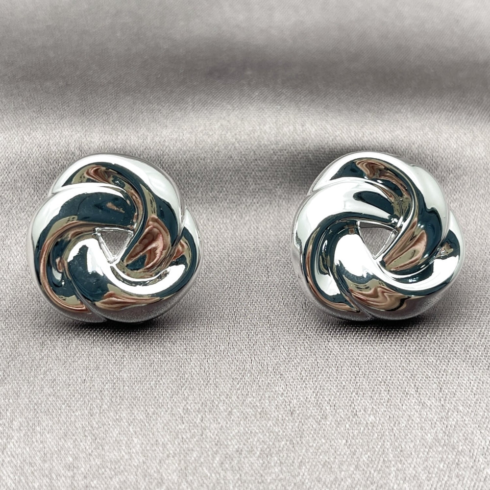 Rhodium Gold Filled Stud Earring, Love Knot Design, Polished, Rhodium Finish