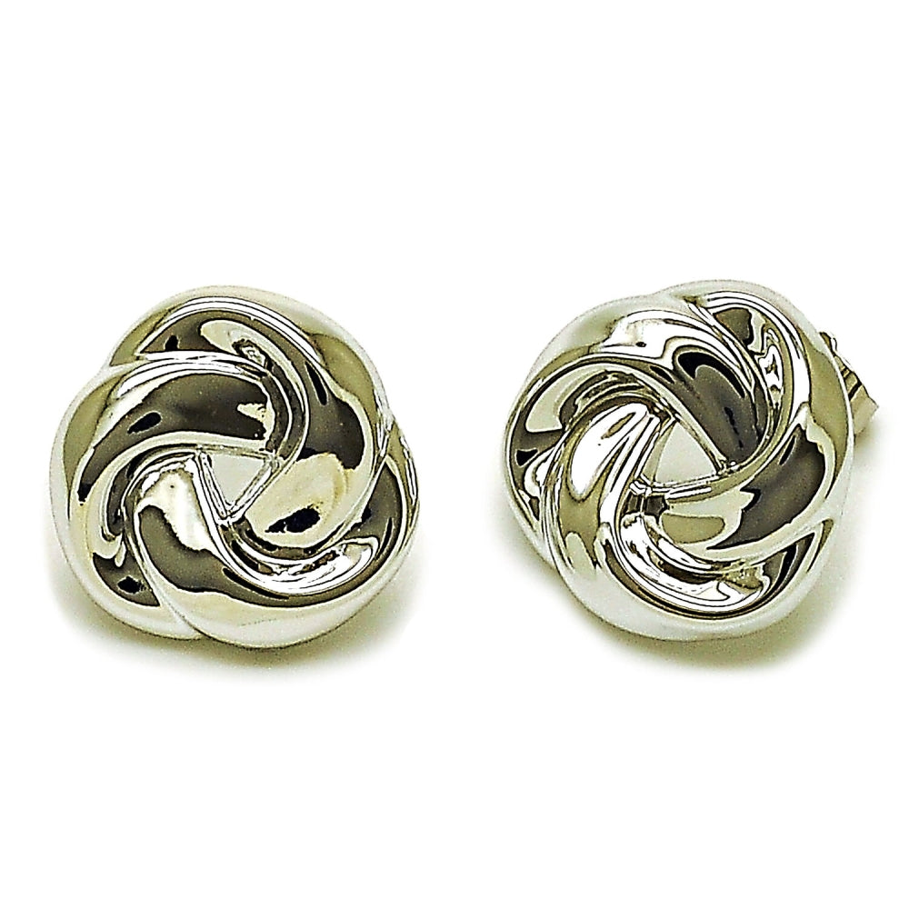 Rhodium Gold Filled Stud Earring, Love Knot Design, Polished, Rhodium Finish