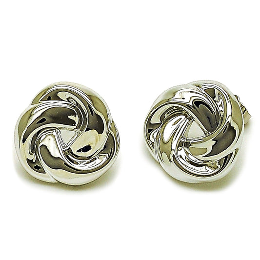 Rhodium Gold Filled Stud Earring, Love Knot Design, Polished, Rhodium Finish
