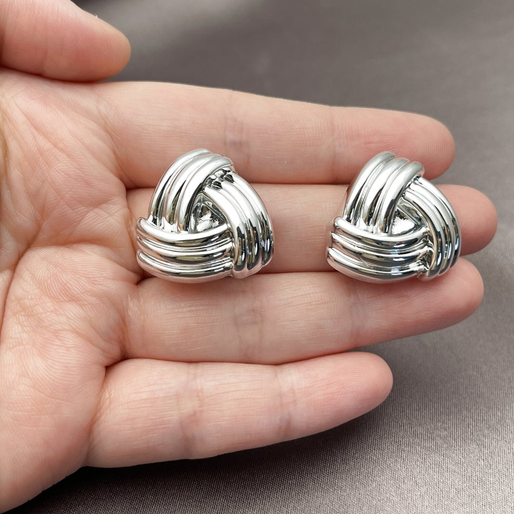 Rhodium Gold Filled Stud Earring, Love Knot Design, Polished, Rhodium Finish