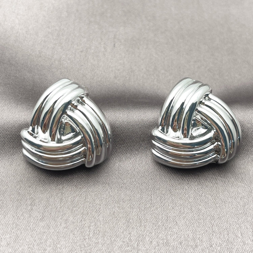 Rhodium Gold Filled Stud Earring, Love Knot Design, Polished, Rhodium Finish
