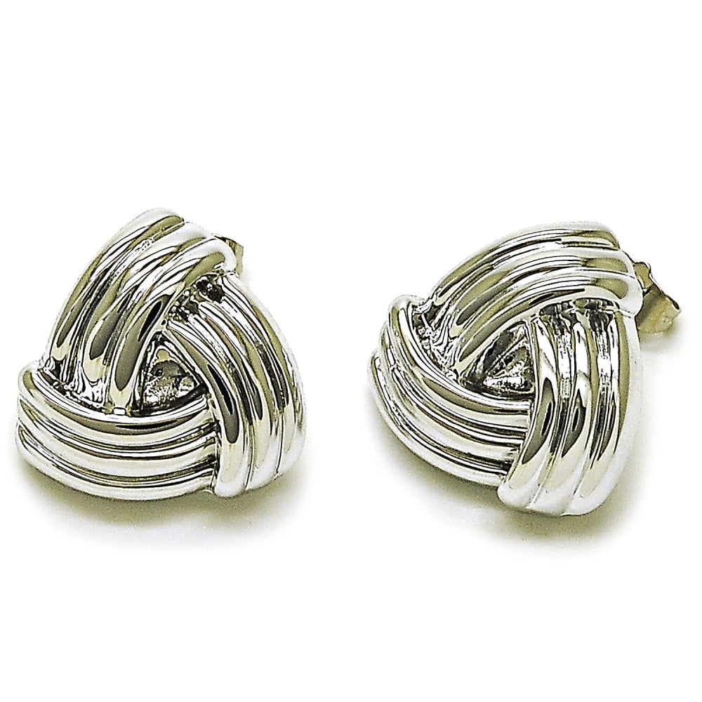Rhodium Gold Filled Stud Earring, Love Knot Design, Polished, Rhodium Finish