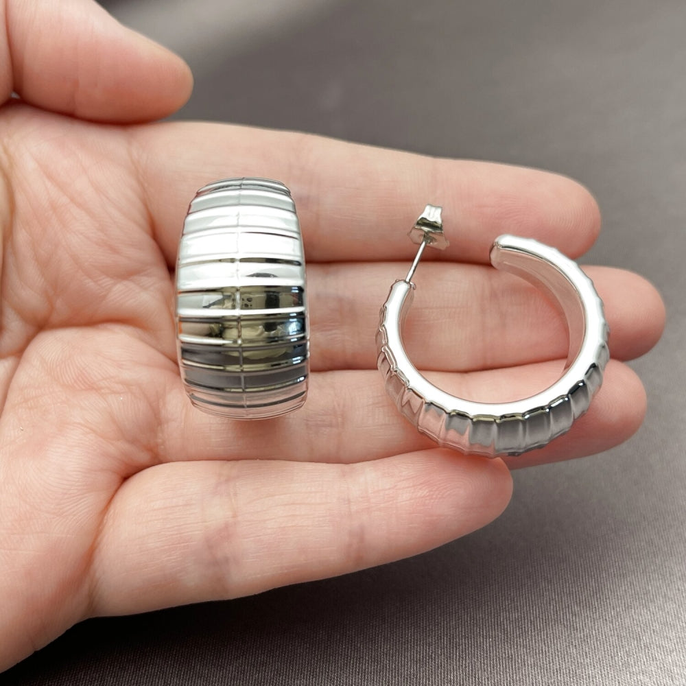 Rhodium Gold Filled Medium Hoop, Polished, Rhodium Finish