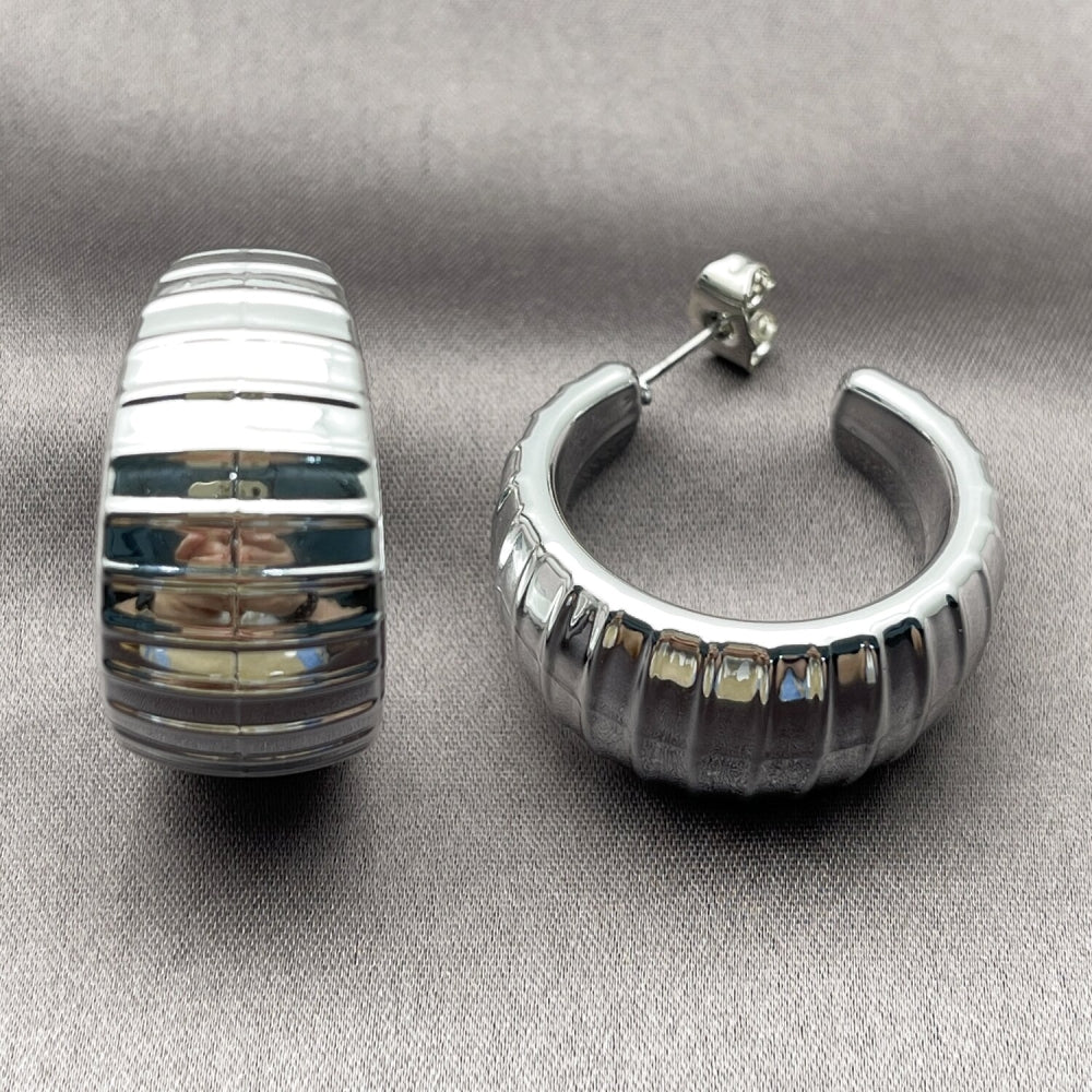 Rhodium Gold Filled Medium Hoop, Polished, Rhodium Finish