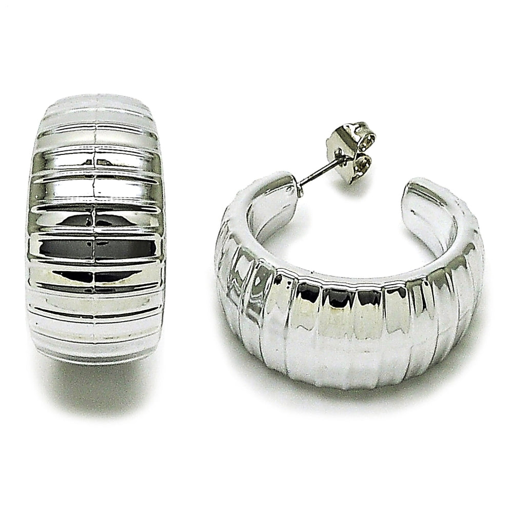 Rhodium Gold Filled Medium Hoop, Polished, Rhodium Finish