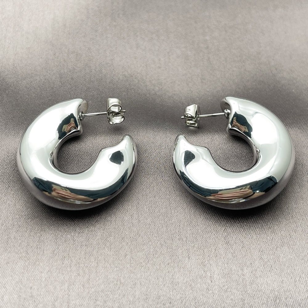 Rhodium Gold Filled Medium Hoop, Polished, Rhodium Finish