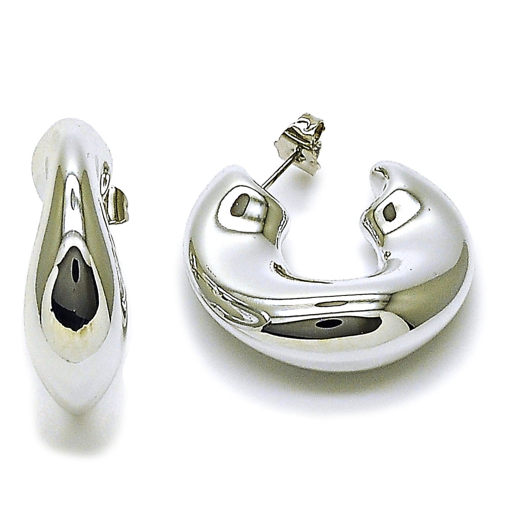 Rhodium Gold Filled Medium Hoop, Polished, Rhodium Finish
