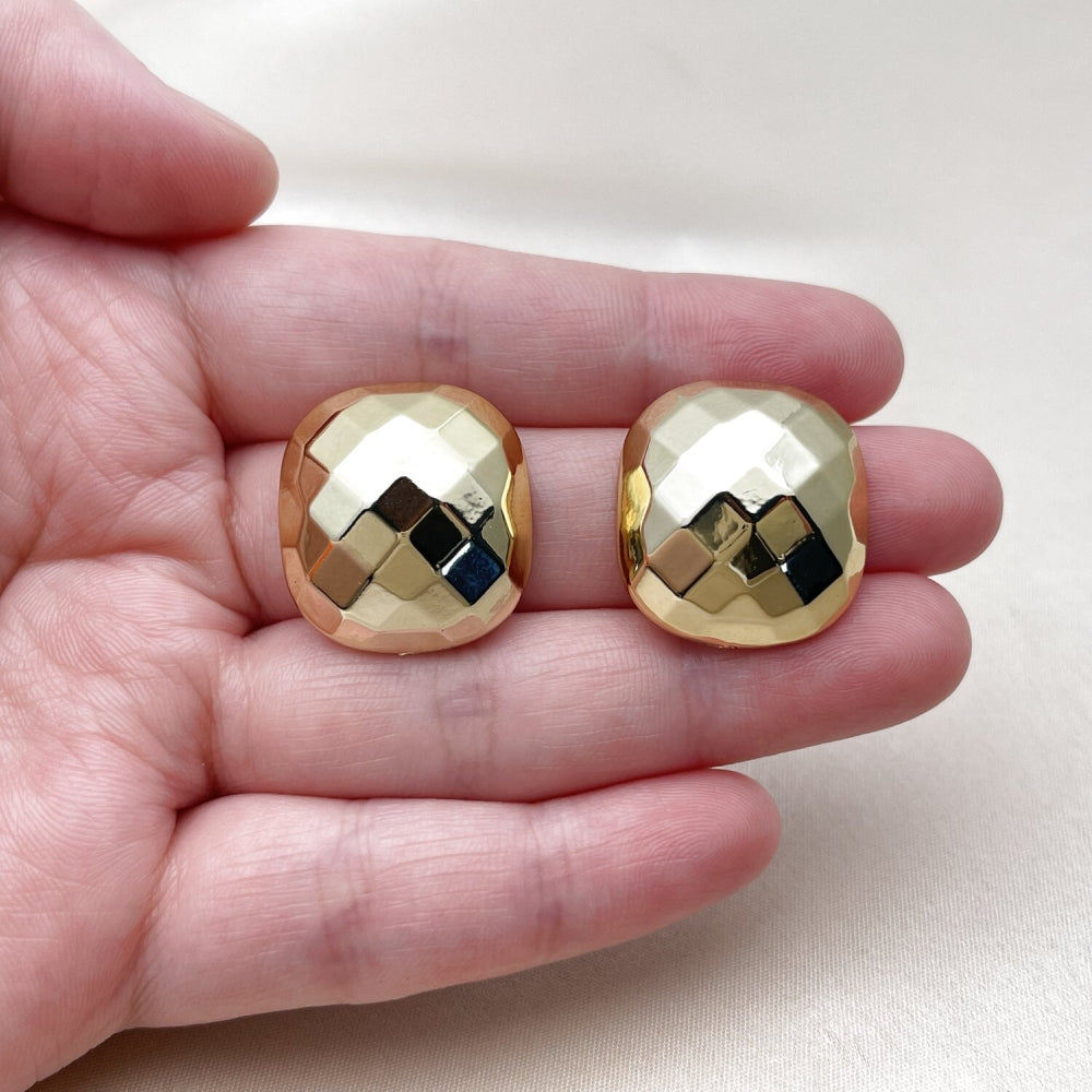 Stainless Steel Stud Earring, Polished, Golden Finish