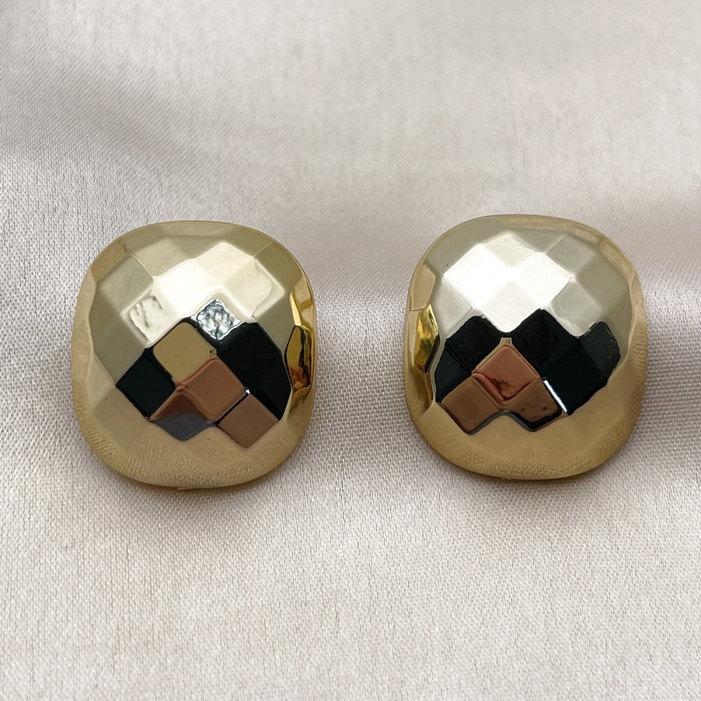 Stainless Steel Stud Earring, Polished, Golden Finish