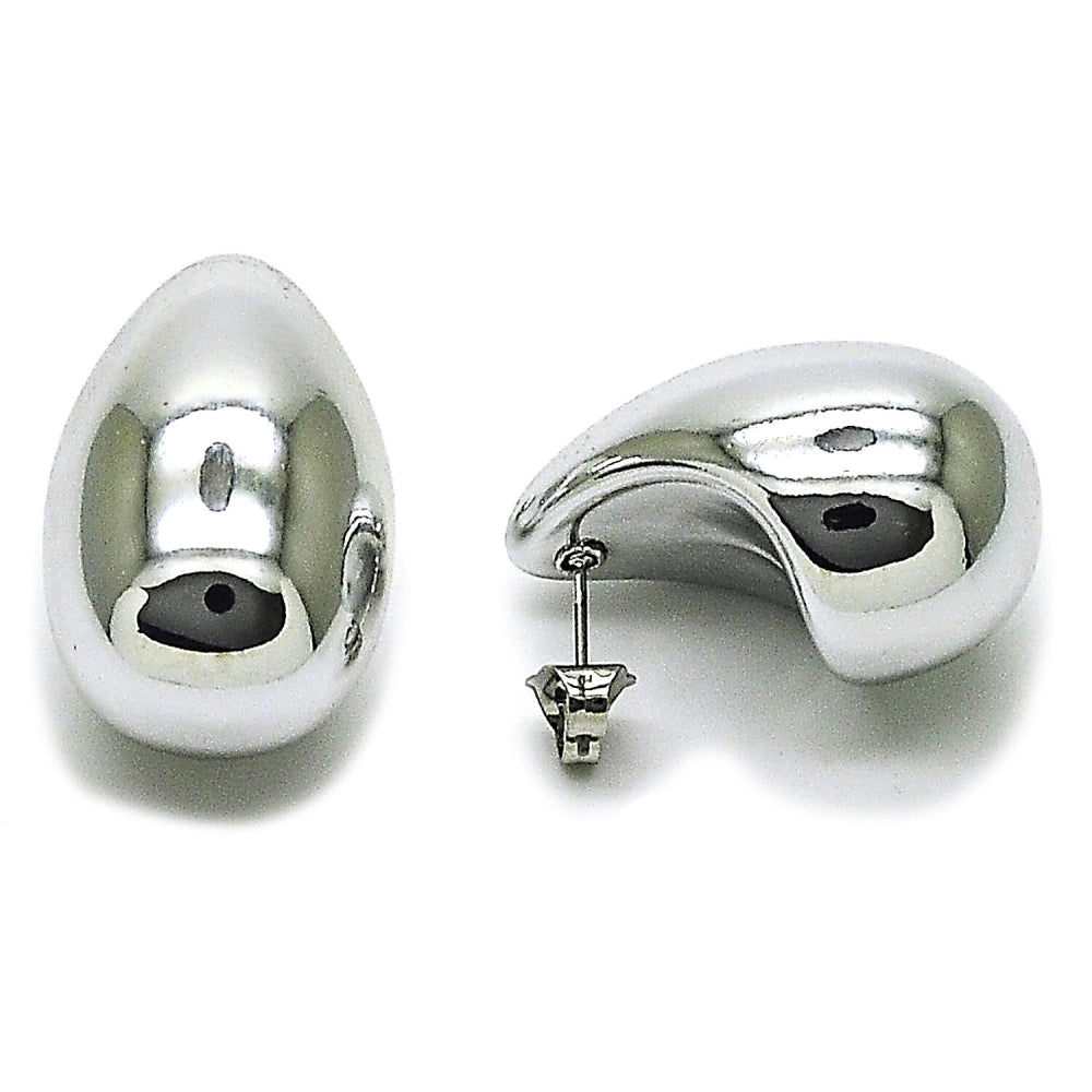 Rhodium Gold Filled Stud Earring, Teardrop Design, Polished, Rhodium Finish