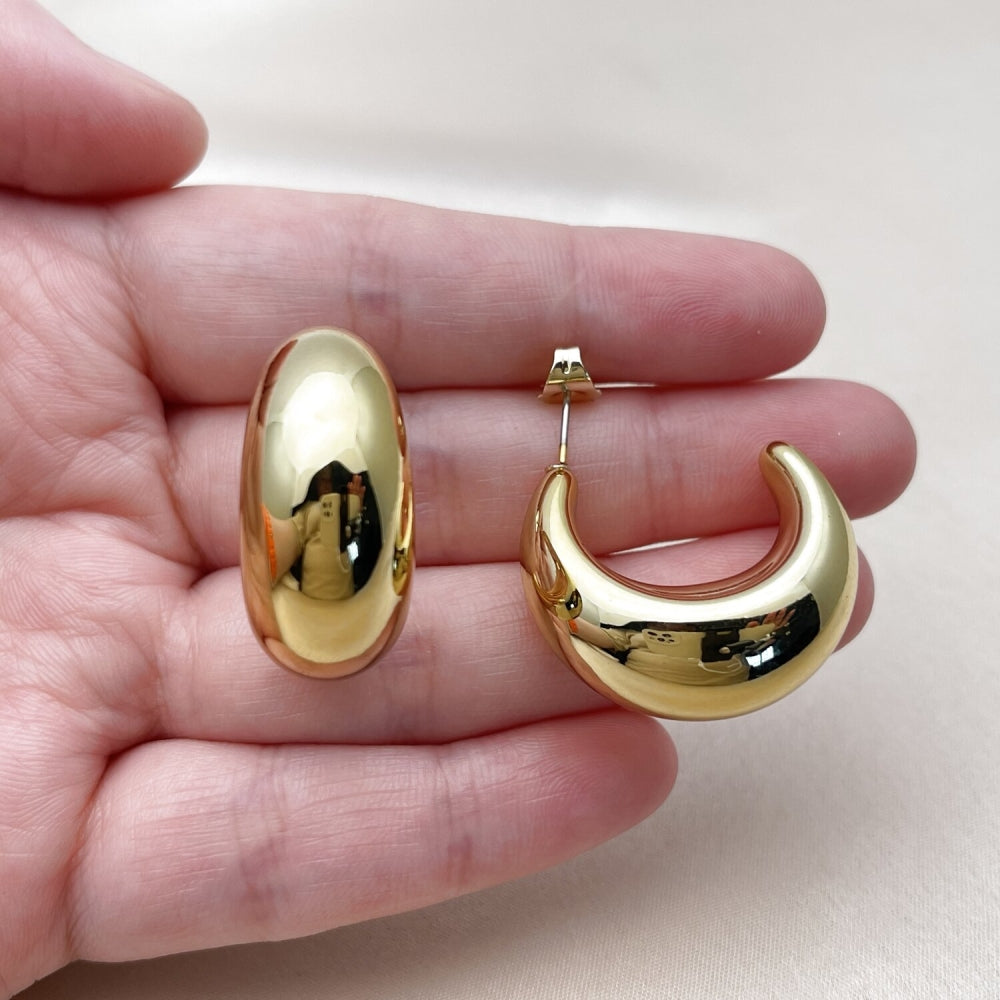 Stainless Steel Medium Hoop, Polished, Golden Finish