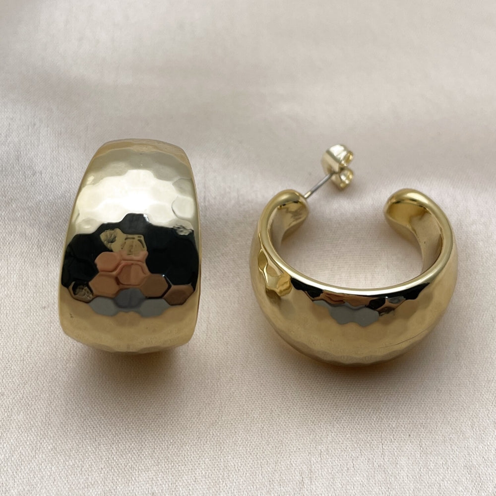 Stainless Steel Medium Hoop, Disco Design, Polished, Golden Finish
