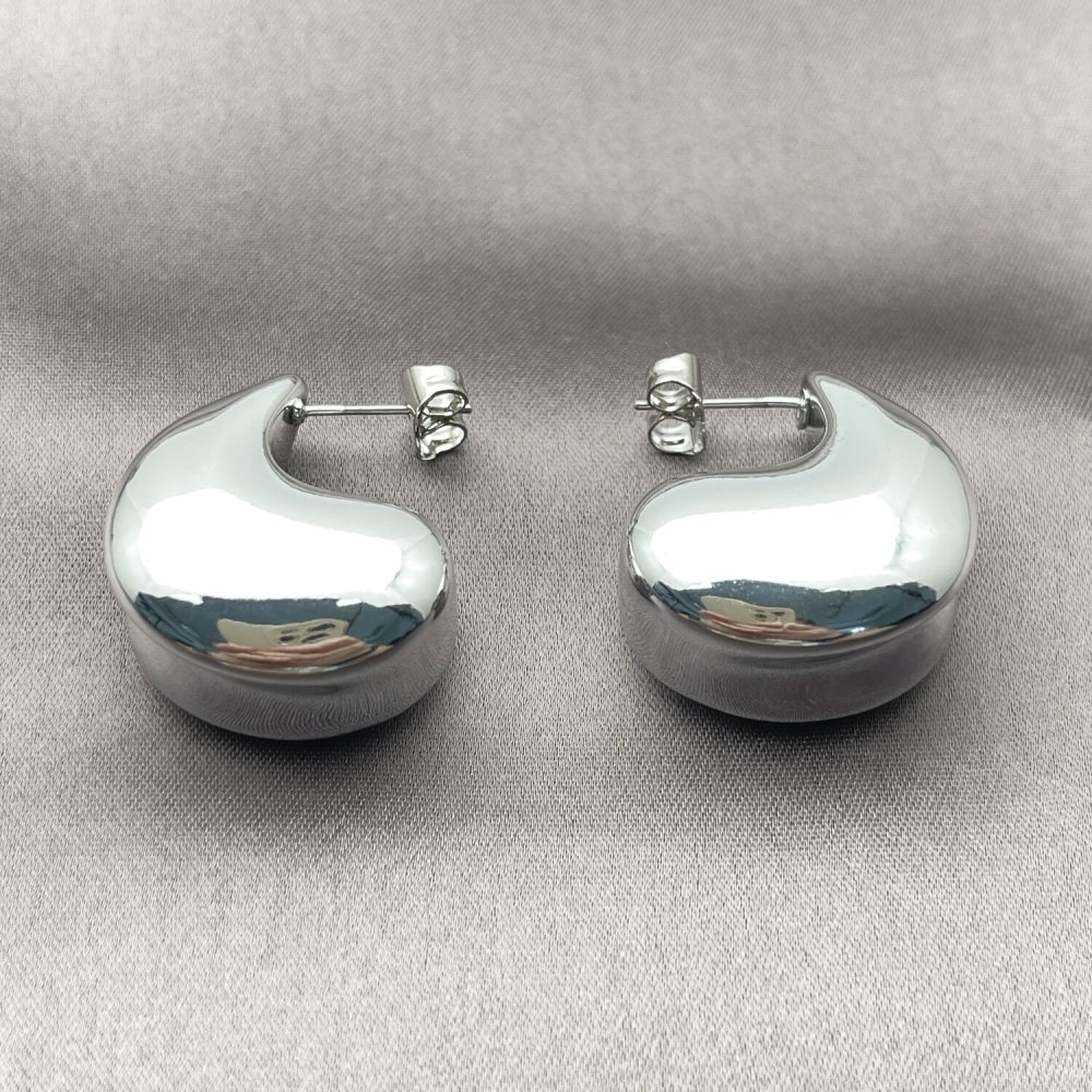 Rhodium Gold Filled Stud Earring, Teardrop Design, Polished, Rhodium Finish