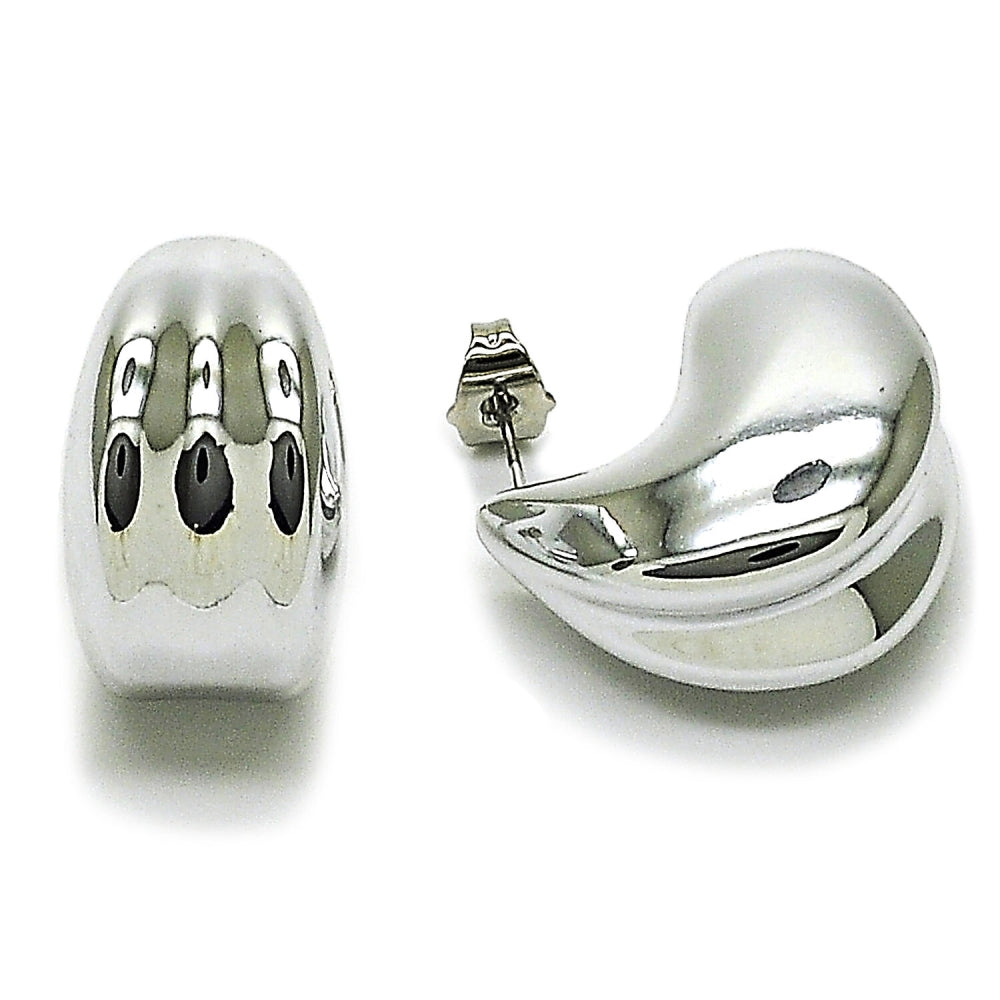 Rhodium Gold Filled Stud Earring, Teardrop Design, Polished, Rhodium Finish