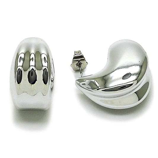 Rhodium Gold Filled Stud Earring, Teardrop Design, Polished, Rhodium Finish