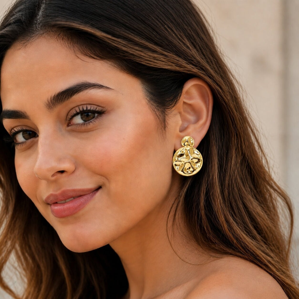 Stainless Steel Stud Earring, Polished, Golden Finish