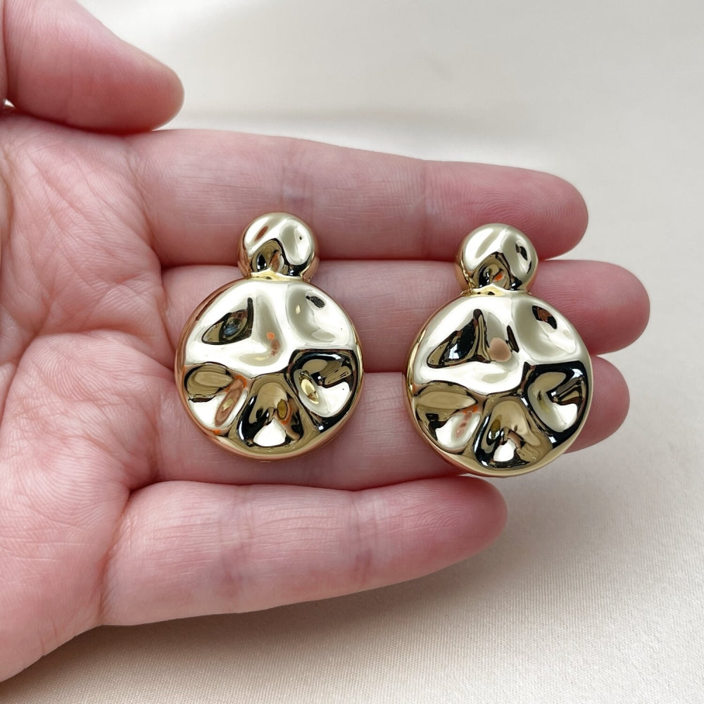 Stainless Steel Stud Earring, Polished, Golden Finish