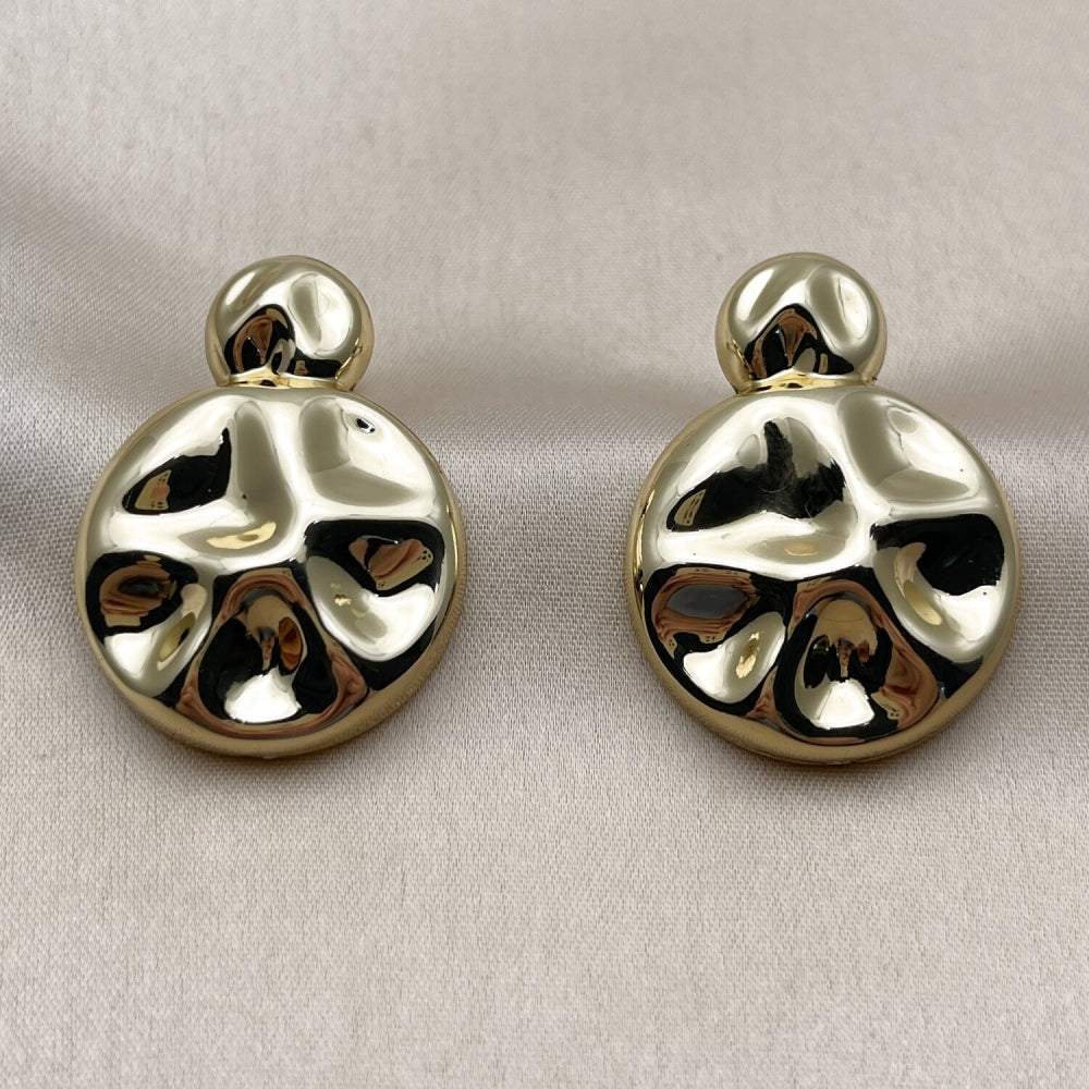 Stainless Steel Stud Earring, Polished, Golden Finish