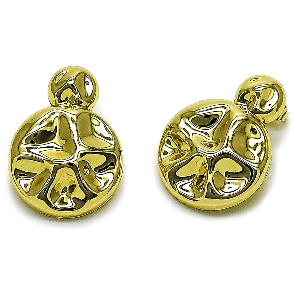 Stainless Steel Stud Earring, Polished, Golden Finish
