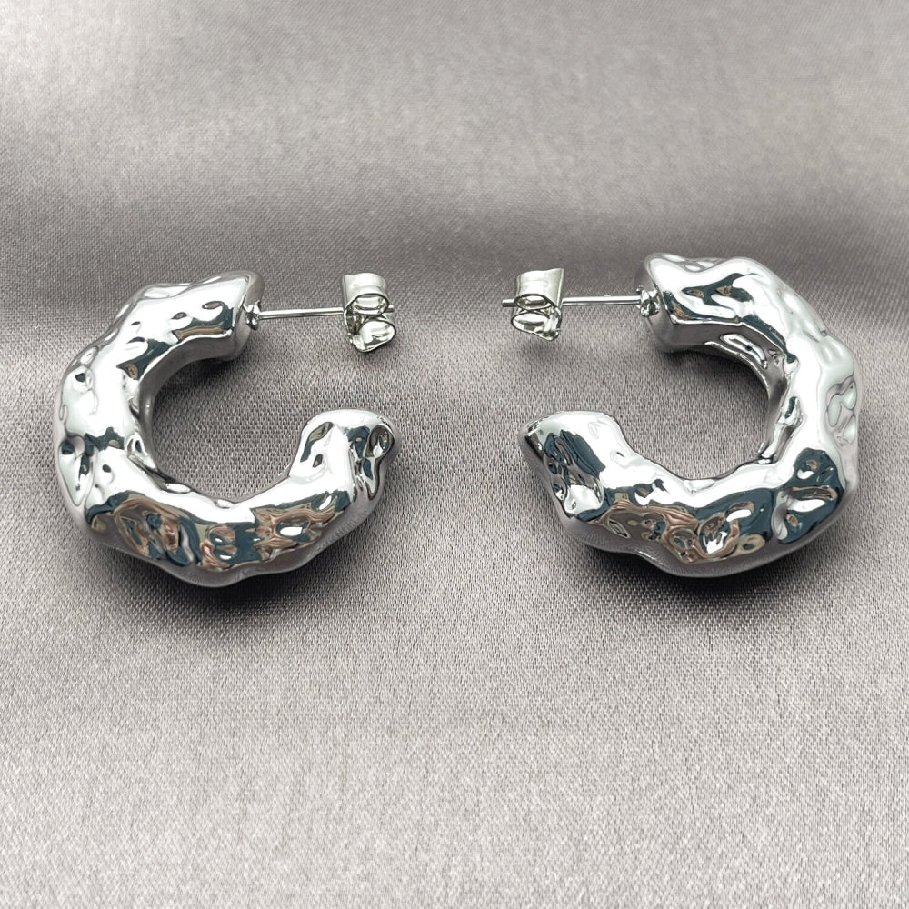 Rhodium Gold Filled Medium Hoop, Polished, Rhodium Finish