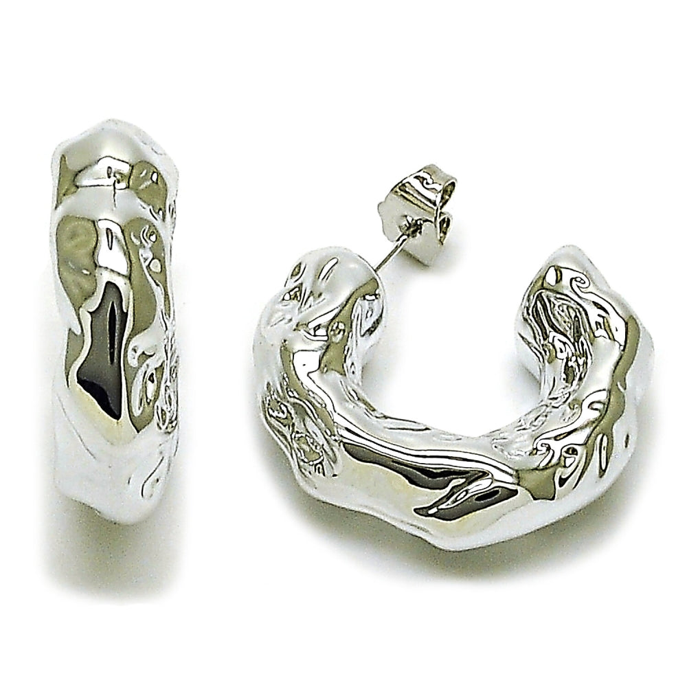 Rhodium Gold Filled Medium Hoop, Polished, Rhodium Finish